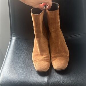 Staud Tan Suede Ankle Boots